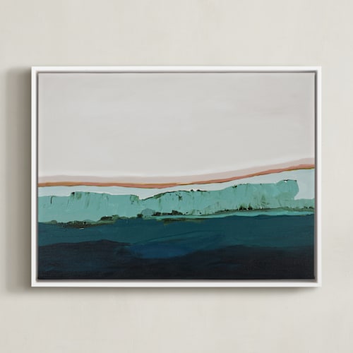 This is a turquoise blue art by Caryn Owen called coastal bluff