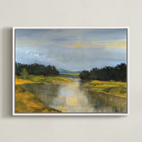 This is a glass blue art by Stephanie Goos Johnson called glass river