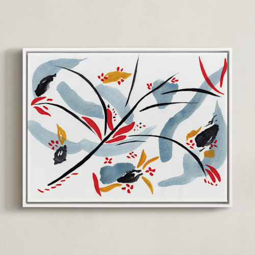 This is a indigo blue art by FERNANDA MARTINEZ called bloom on rain