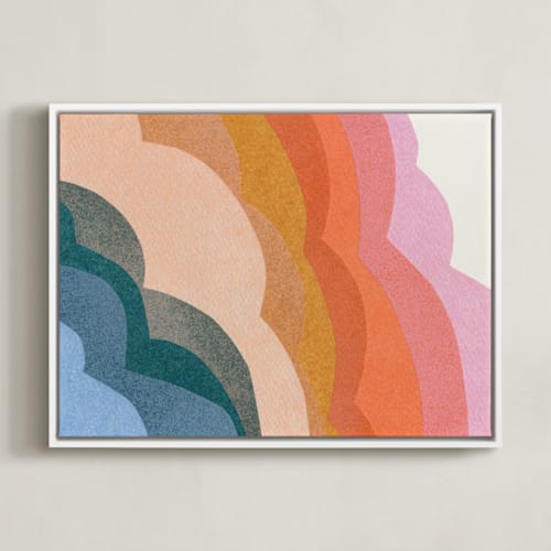 This is a rainbow kids wall art by Carrie Moradi called rainbow clouds