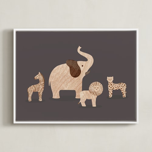 This is a graphite art by Dani Lugato called wooden safari animals