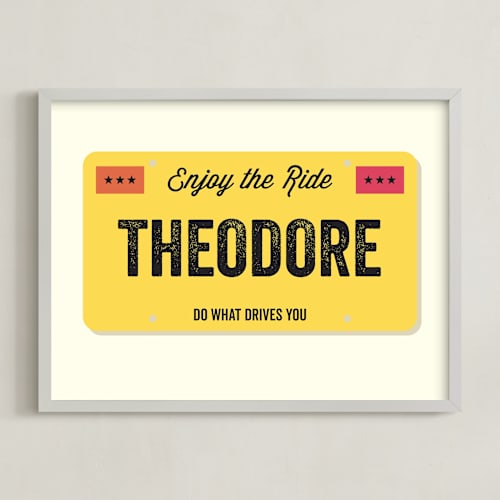 This is a sunshine personalized art for kids by Sarah Cohn called license plate