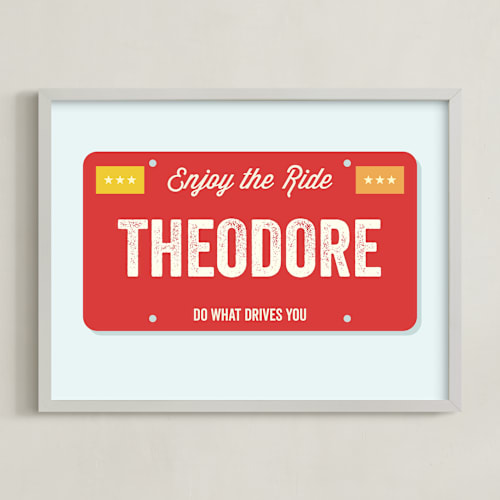This is a lava personalized art for kids by Sarah Cohn called license plate