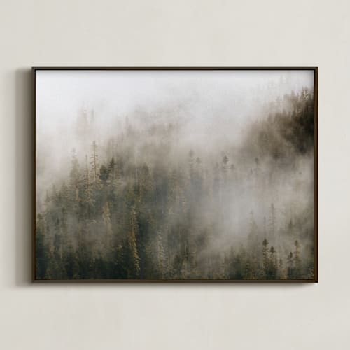 This is a forest green art by 1885 Atelier called pacific north fog