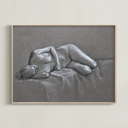 This is a charcoal gray art by Anne Morrison called restful