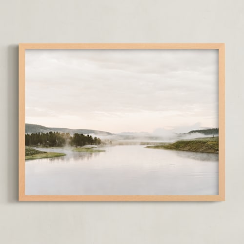 This is a autumn green art by Kamala Nahas called misty lake