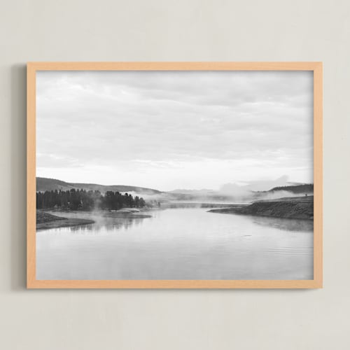 This is a black and white art by Kamala Nahas called misty lake