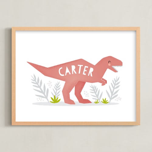 This is a salmon personalized art for kids by Karidy Walker called little t rex