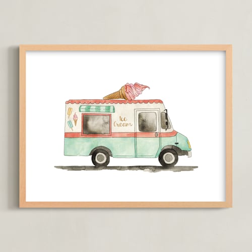 This is a mint kids wall art by Kelsey McNatt called ice cream