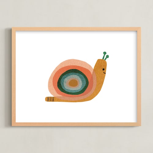 This is a apricot kids wall art by Carrie Moradi called paper snail