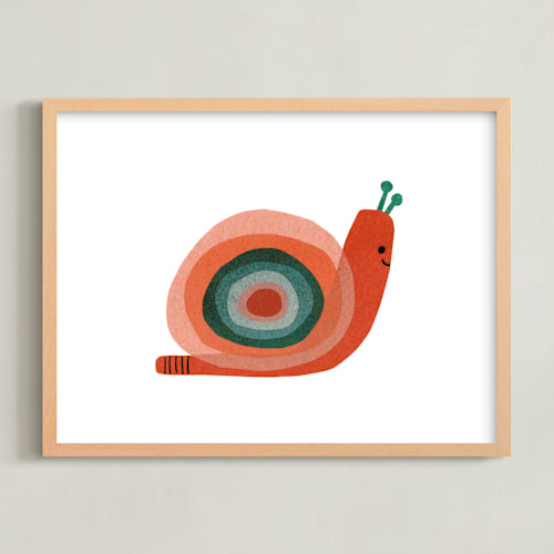 This is a strawberry kids wall art by Carrie Moradi called paper snail