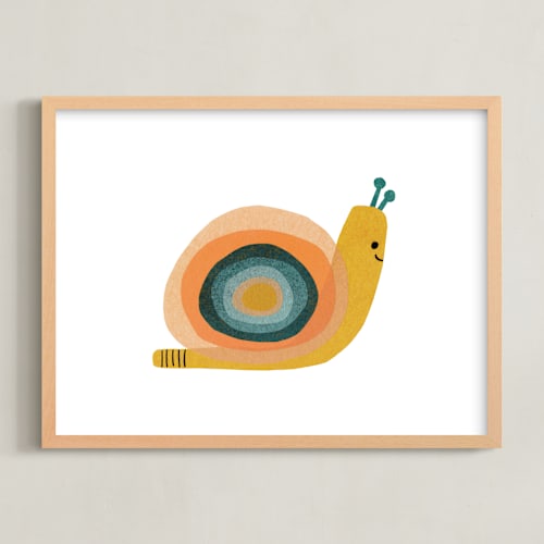 This is a citrus kids wall art by Carrie Moradi called paper snail