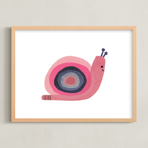 This is a cotton candy kids wall art by Carrie Moradi called paper snail