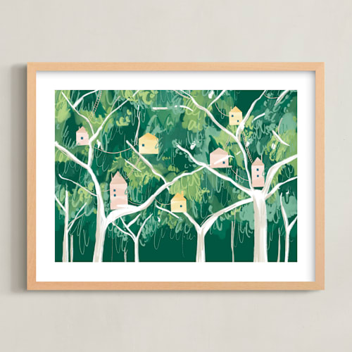 This is a jungle kids wall art with standard by Krissy Bengtson called forest village