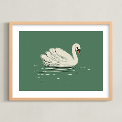 This is a moss kids wall art with standard by Ani Somi called white swan