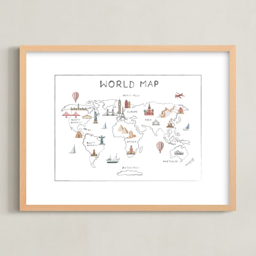 This is a ice kids wall art by Teju Reval called travel world map