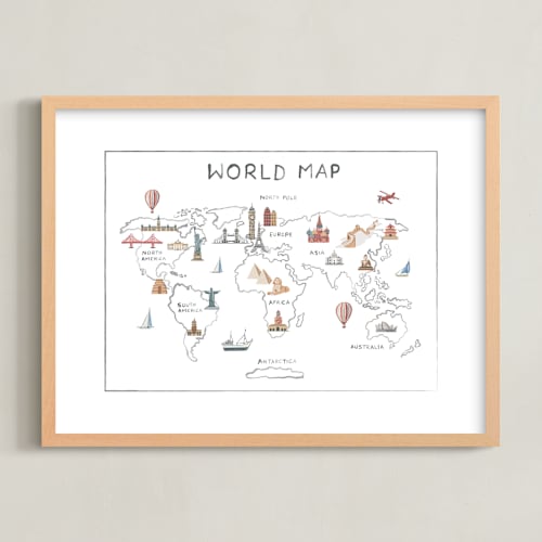 This is a ice kids wall art with standard by Teju Reval called travel world map