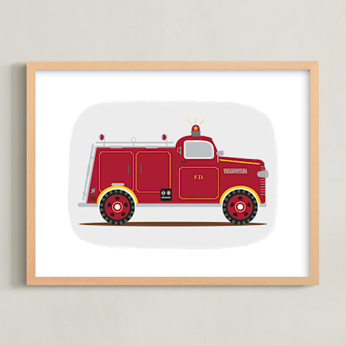 This is a red art by Rebecca Marchese called red fire engine #1