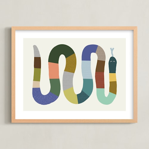 This is a muted multi art with standard by Kelly Watkins called quilted snake