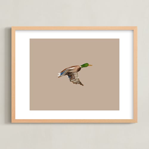 This is a neutral nursery wall art by Anee Shah called mallards in flight 1