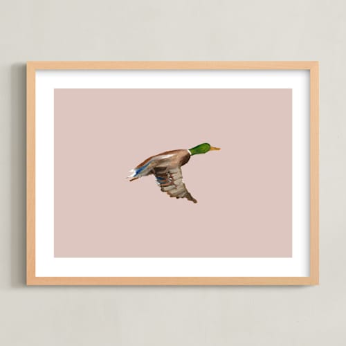 This is a rose nursery wall art by Anee Shah called mallards in flight 1
