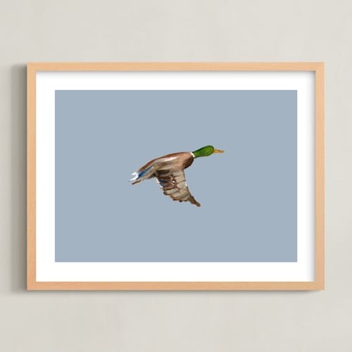 This is a sky nursery wall art by Anee Shah called mallards in flight 1