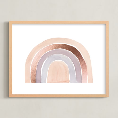 This is a dusty peach nursery wall art by Kate Ahn called pastel rainbow