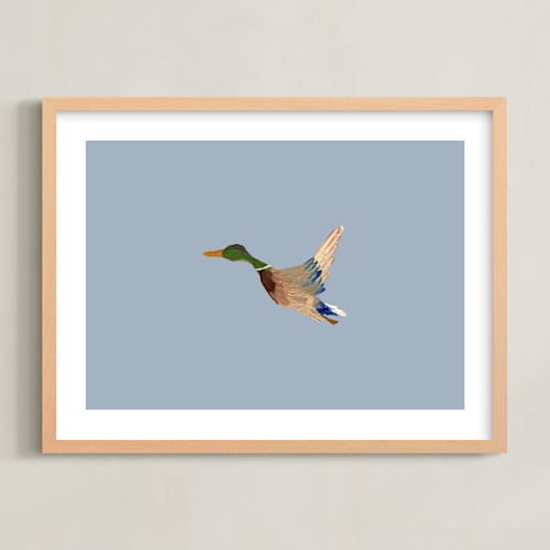 This is a sky nursery wall art by Anee Shah called mallards in flight 2