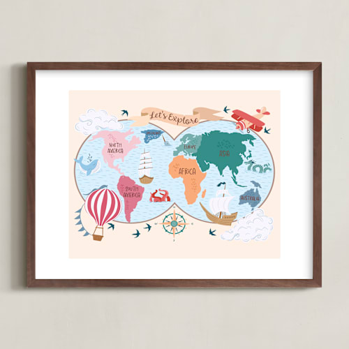 This is a apricot kids wall art by DorothyDear Creations called exploration map