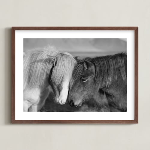 This is a black + white art by Crystal Lynn Collins called icelandic horses ii