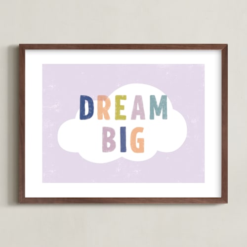This is a lilac nursery wall art by Pixel and Hank called dream big