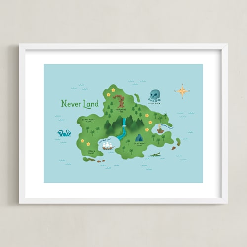 This is a ocean disney art by Renee Christensen called never land map