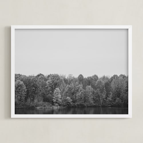 This is a black and white art by Robin Ott called lake side