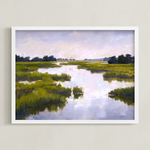 This is a marshy green art with standard by Stephanie Goos Johnson called fair exchange