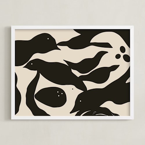 This is a black art by Mary Ketch called swimming birds