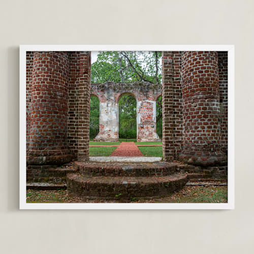 This is a brick red art by Jan McElhinny called still standing