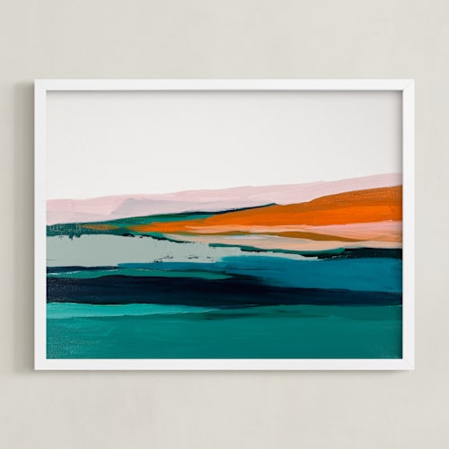 This is a bright orange art by Caryn Owen called colorful abstract seascape