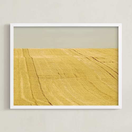 This is a yellow field art with standard by Lying on the grass called sunny field