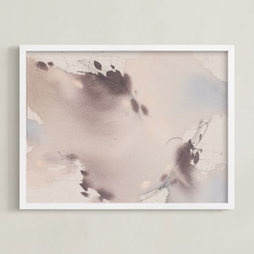 This is a dusty plum art by Christa Kimble called doves in flight 1