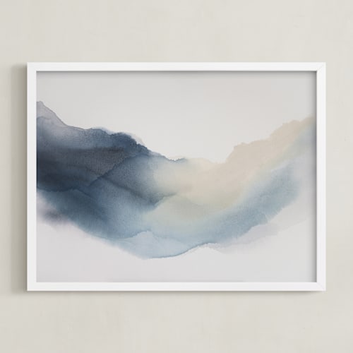 This is a indigo blue art with standard by Rebecca King called reflection in the river