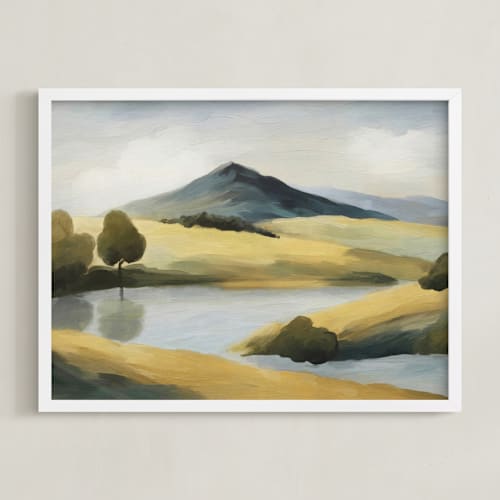 This is a slate teal art with standard by Corrina Reid called blue mountain