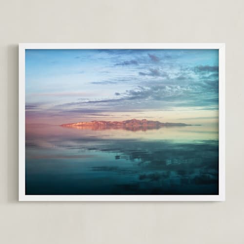 This is a lake blue art with standard by Eric Clegg called morning reflection