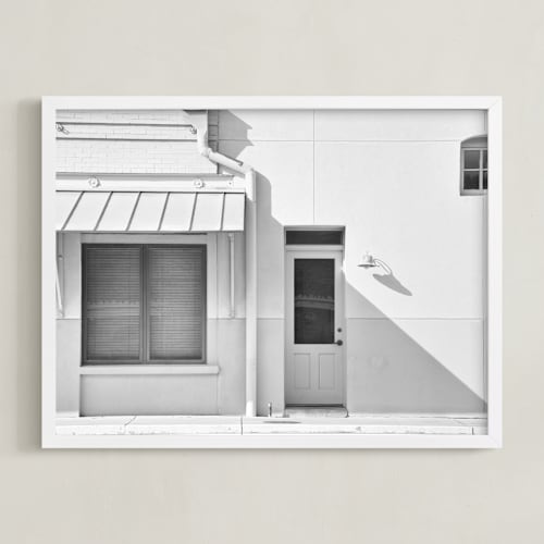 This is a cream white art by Carol Schiraldi called cream colored building, taylor, texas