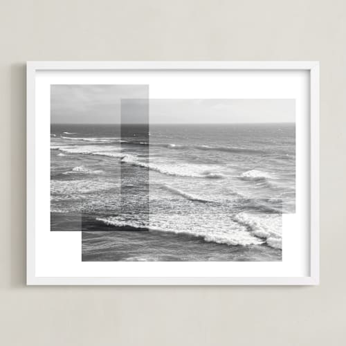This is a black and white art with standard by Annie Shapiro called patchwork seascape