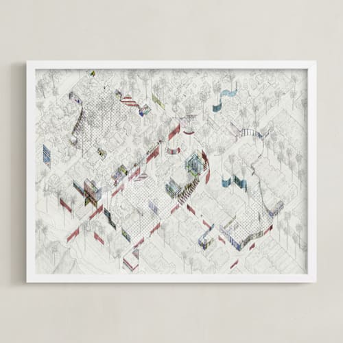 This is a rich red art by Johnathon Smith called santa monica abstraction