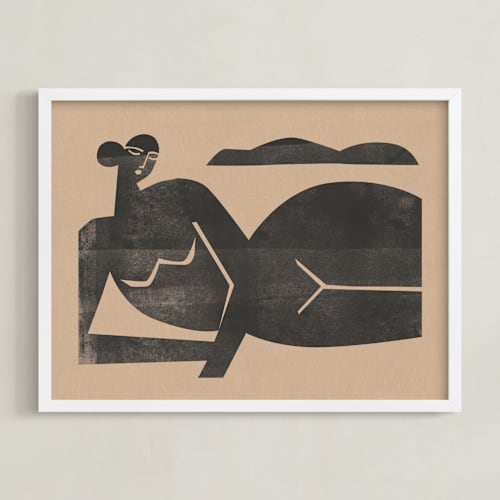 This is a warm light brown art by Roseanne Kenny called woodblock nude