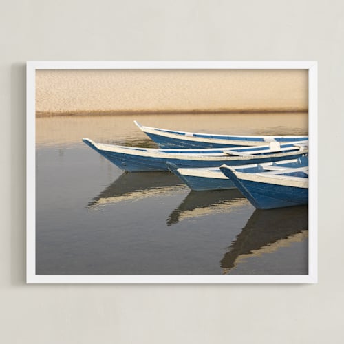 This is a blue art by Eliane Lamb called side by side