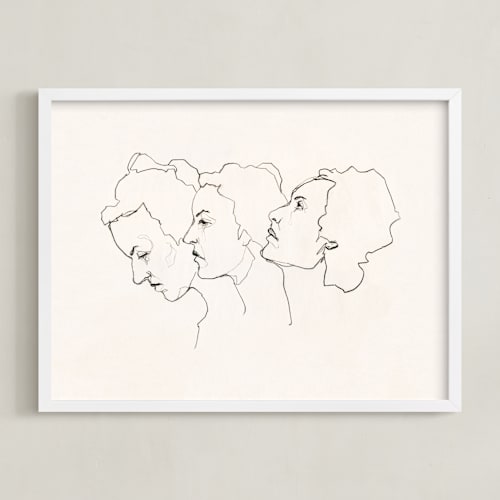 This is a eggshell white art by Kirsta Benedetti called three faces