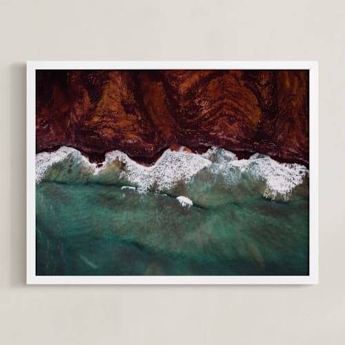 This is a sea green art with standard by Jenn Lampl called mountain tide