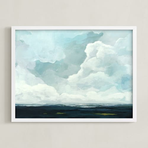 This is a slate blue art with standard by Mya Bessette called late in the day